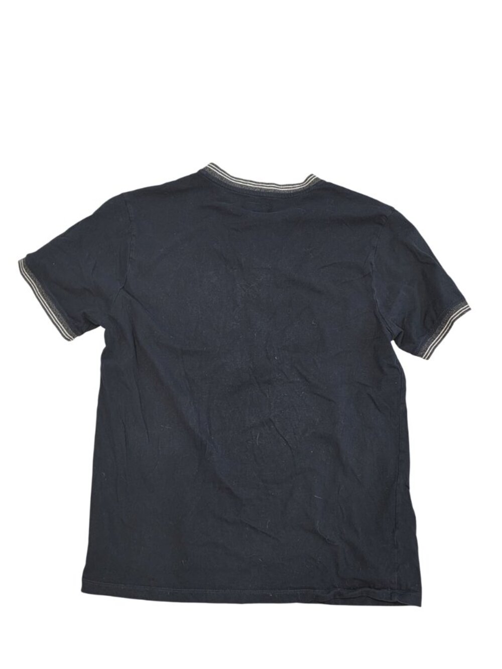 Michael Brandon Mens Navy Blue Henley Shirt With Striped Trim Size L - Picture 2 of 4